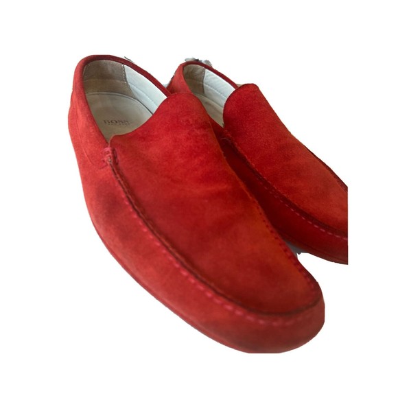 BOSS Hugo Boss Slip-On Suede Loafers, Moccasins Men's Holiday RED Sz 9 - Picture 1 of 9